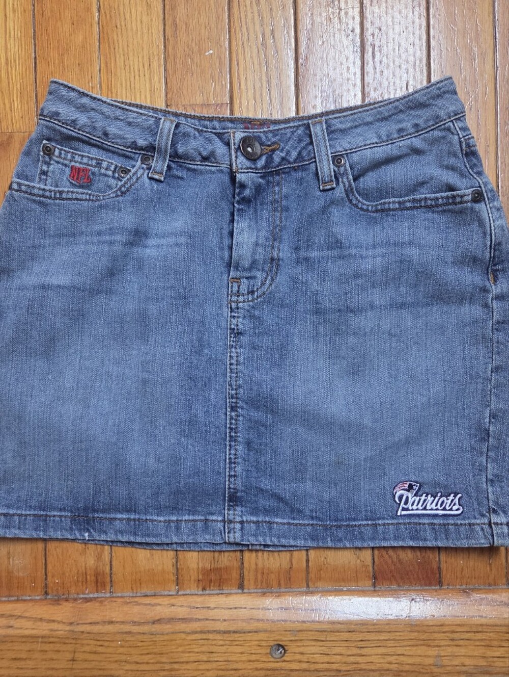NFL Blue Denim Mini Skirt patriots